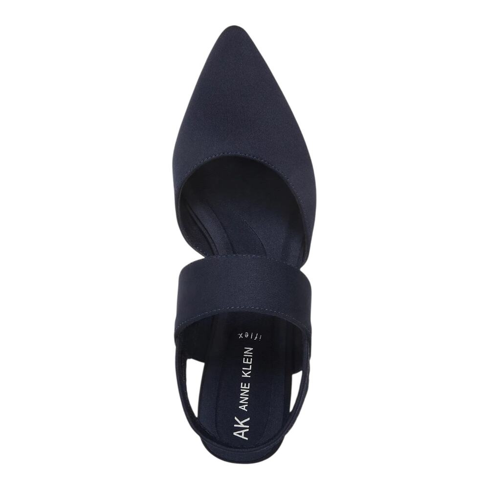 Anne Klein Women's Intime Stretch Kitten Heel Slingback Dress Pumps Navy Size 11 - Picture 3 of 4